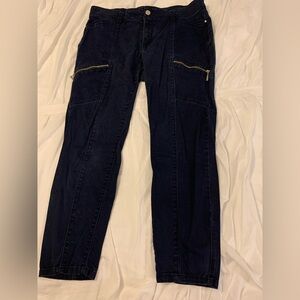 White House Black Market Navy Blue Skinny Cripped Jeans, Sz 10